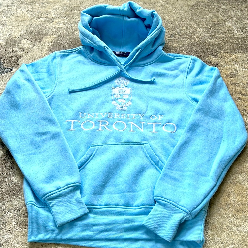 Powder blue UOT Varsity hoodie. Warm. Size small